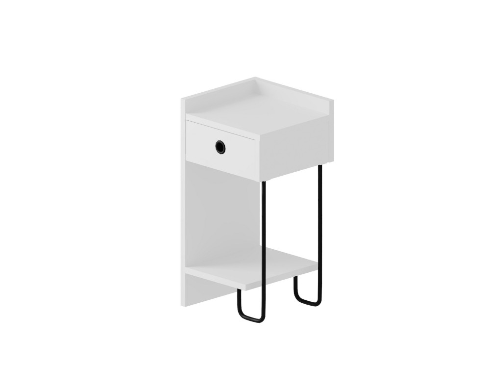 Comodino in legno "Sirius" - 32 x 30 x 61 cm - Bianco