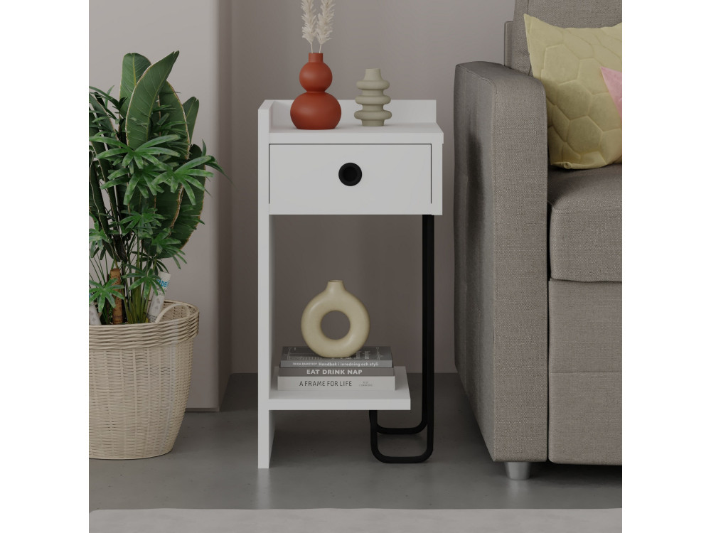 Comodino in legno "Sirius" - 32 x 30 x 61 cm - Bianco
