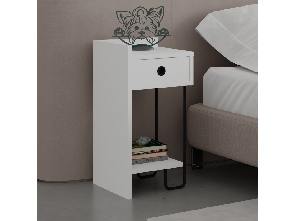 Comodino in legno "Sirius" - 32 x 30 x 61 cm - Bianco