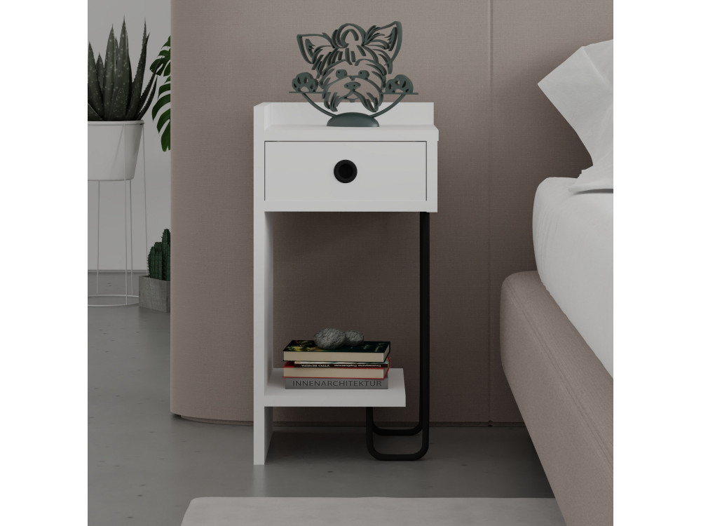 Comodino in legno "Sirius" - 32 x 30 x 61 cm - Bianco