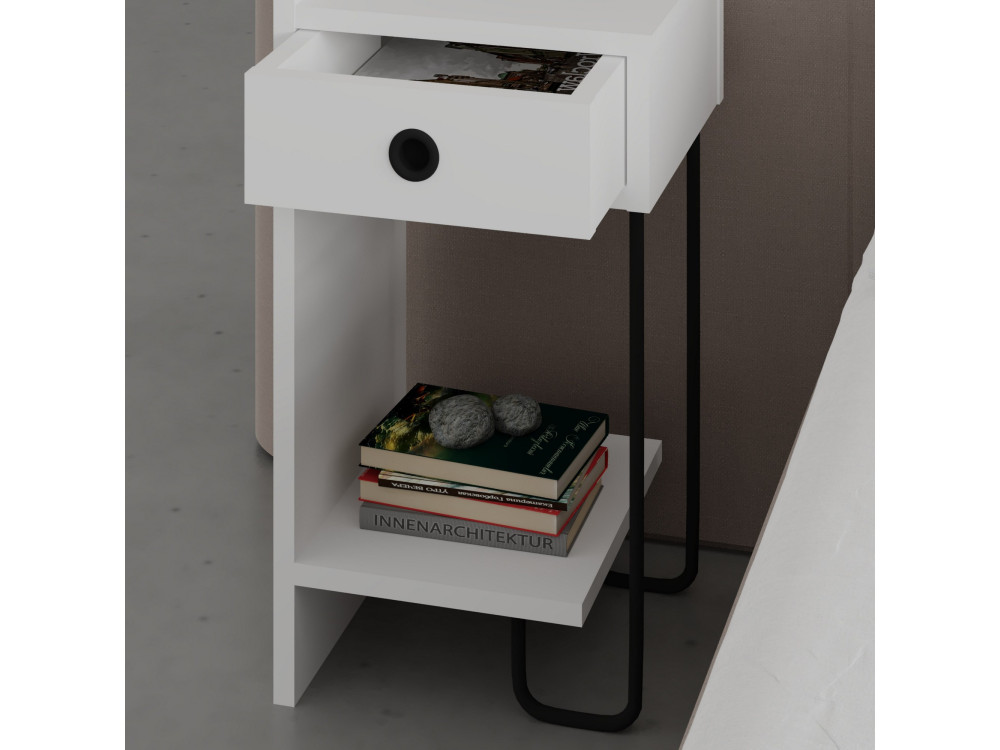 Comodino in legno "Sirius" - 32 x 30 x 61 cm - Bianco