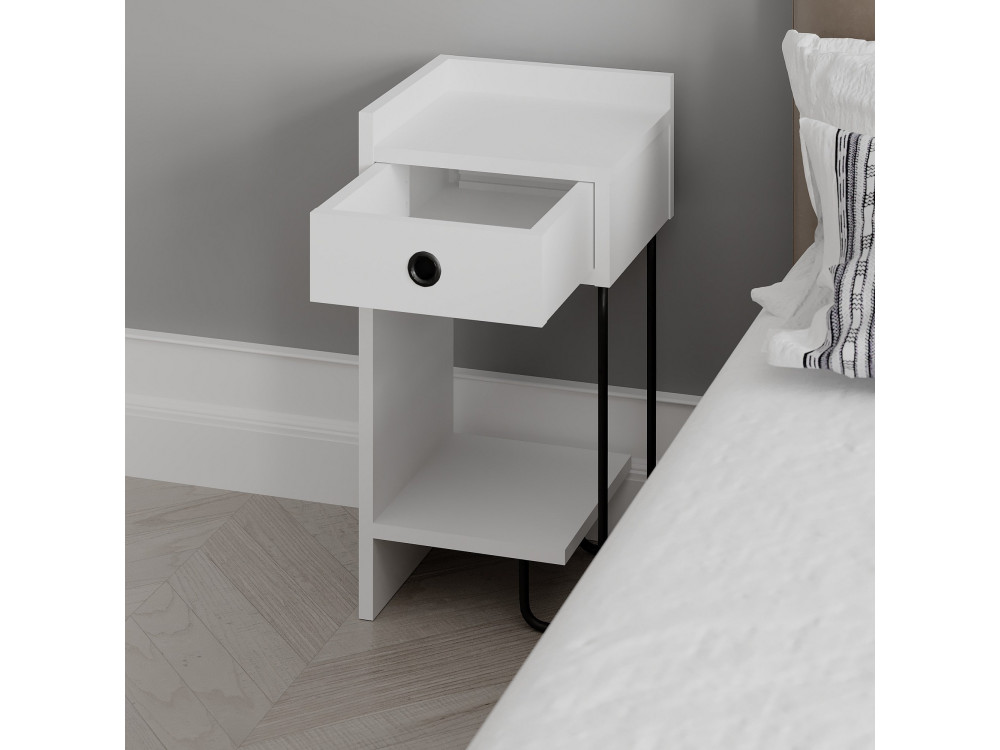 Comodino in legno "Sirius" - 32 x 30 x 61 cm - Bianco