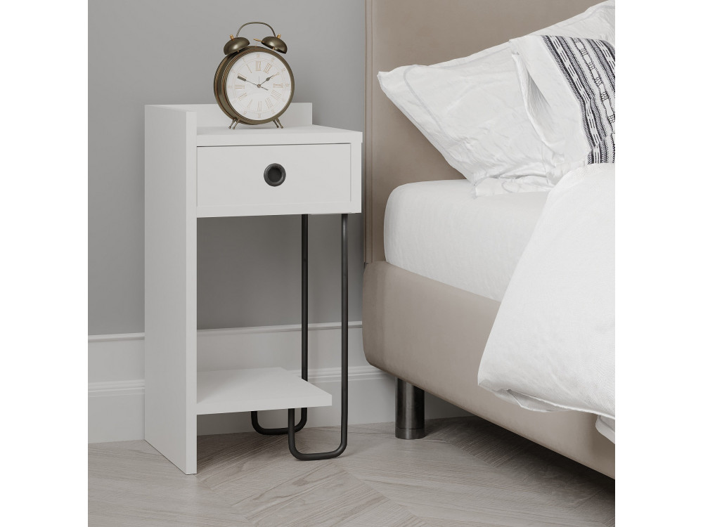 Comodino in legno "Sirius" - 32 x 30 x 61 cm - Bianco