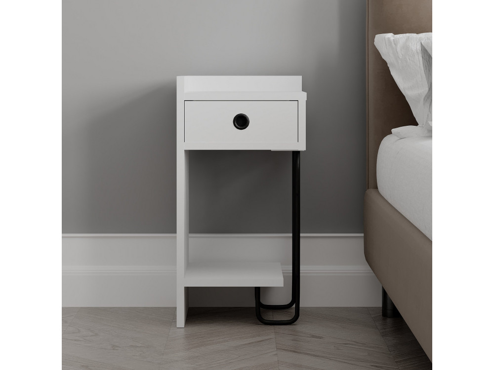 Comodino in legno "Sirius" - 32 x 30 x 61 cm - Bianco