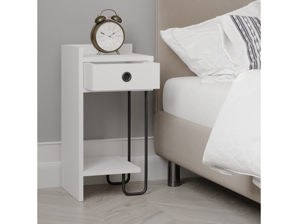 Comodino in legno "Sirius" - 32 x 30 x 61 cm - Bianco