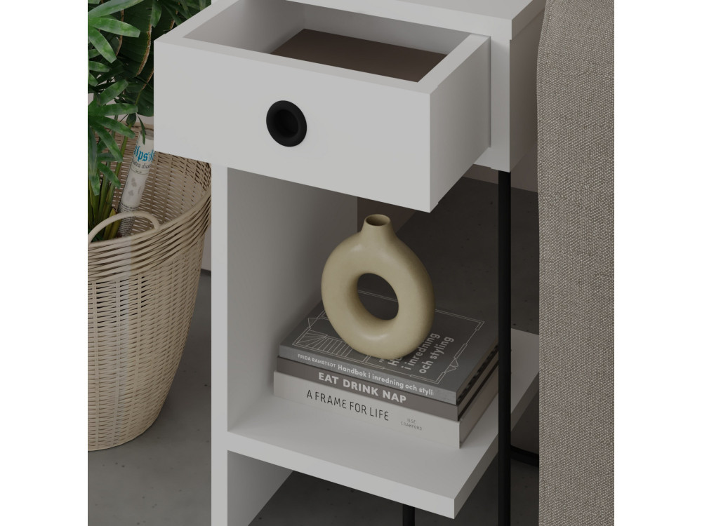 Comodino in legno "Sirius" - 32 x 30 x 61 cm - Bianco