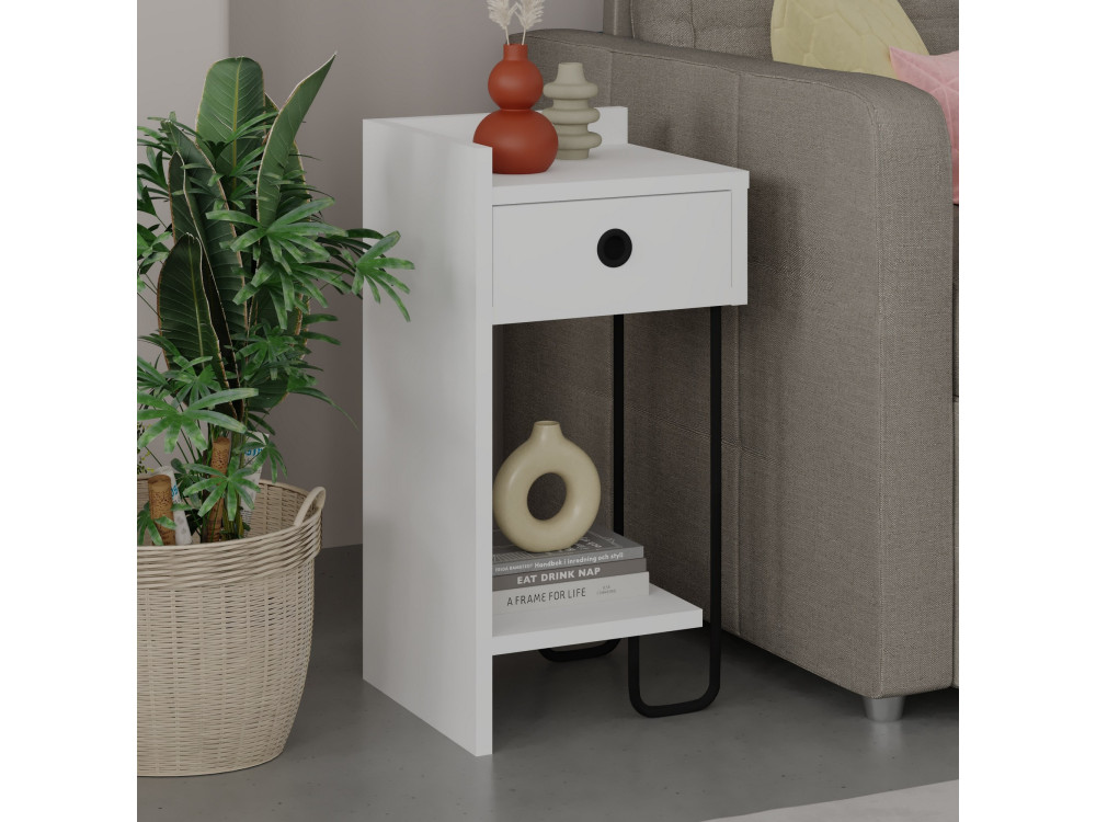 Comodino in legno "Sirius" - 32 x 30 x 61 cm - Bianco