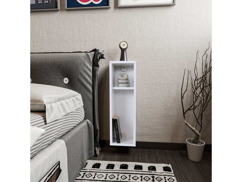Comodino in legno "Turra" - 20 x 15 x 65 cm - Bianco