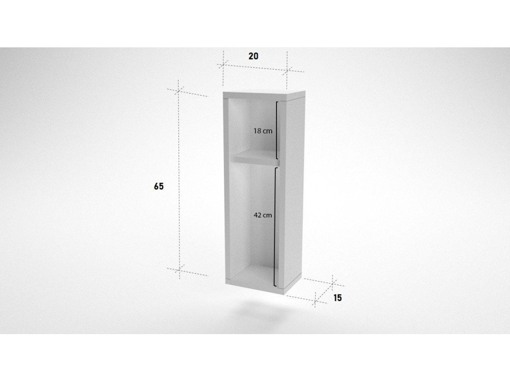 Comodino in legno "Turra" - 20 x 15 x 65 cm - Bianco