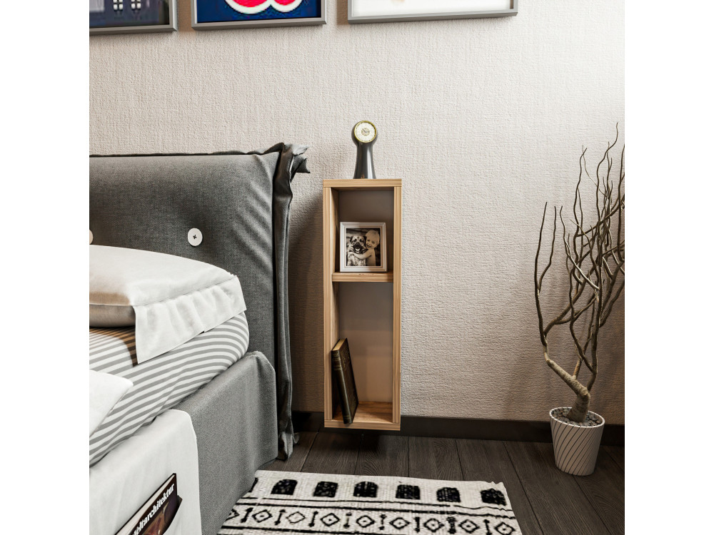 Comodino in legno "Turra" - 20 x 15 x 65 cm - Marrone