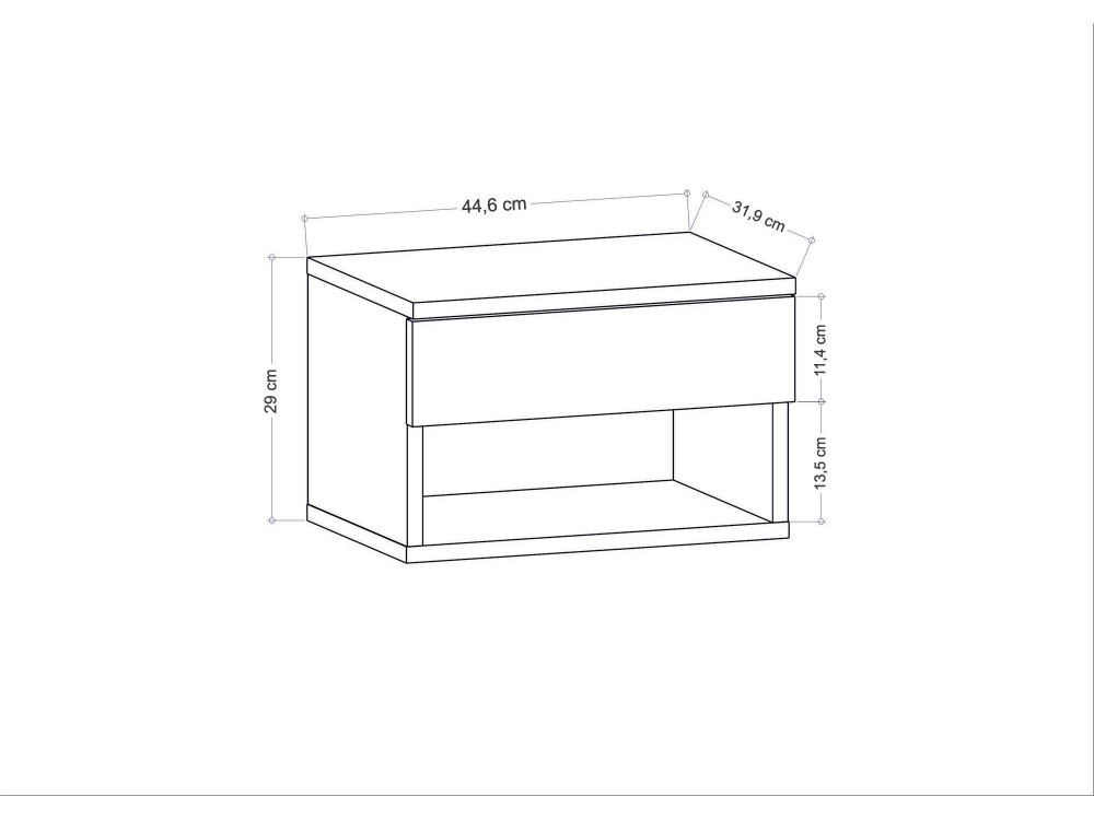 Comodino in legno "Jamot" - 45 x 29 x 32 cm - Bianco