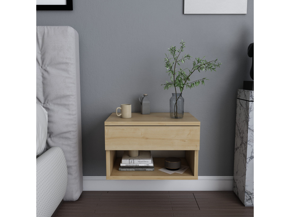 Comodino in legno "Jamot" - 45 x 29 x 32 cm - Beige