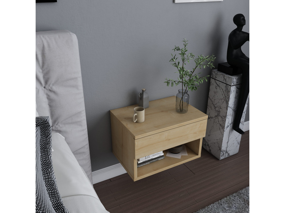 Comodino in legno "Jamot" - 45 x 29 x 32 cm - Beige