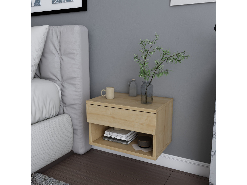 Comodino in legno "Jamot" - 45 x 29 x 32 cm - Beige