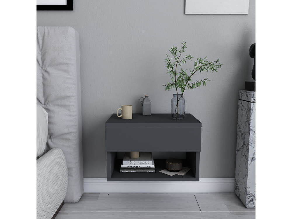 Comodino in legno "Jamot" - 45 x 29 x 32 cm - Grigio antracite