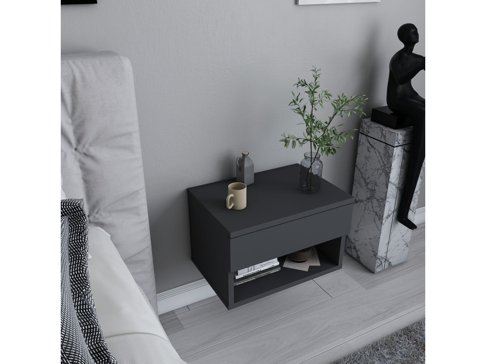 Comodino in legno "Jamot" - 45 x 29 x 32 cm - Grigio antracite