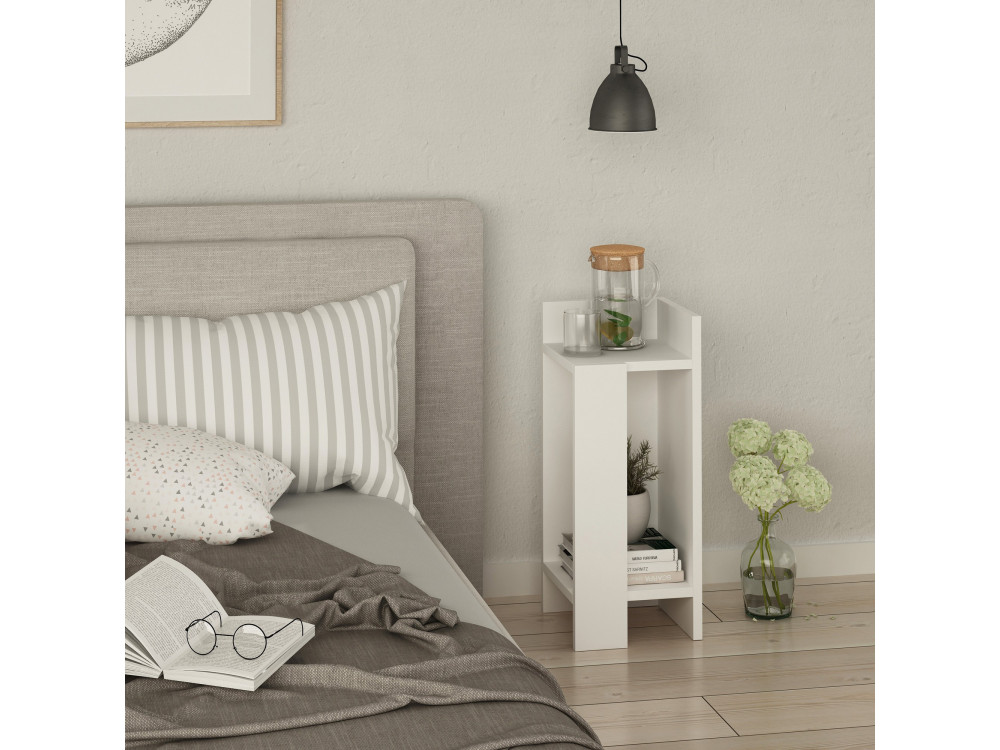 Comodino in legno "Elos Right" - 25 x 27 x 60 cm - Bianco