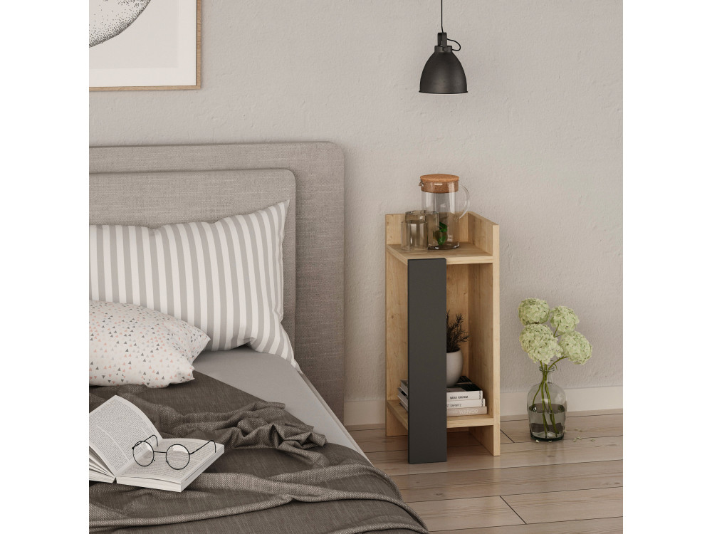 Comodino in legno "Elos Right" - 25 x 27 x 60 cm - Beige