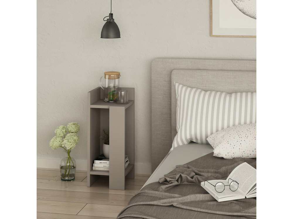 Comodino in legno "Elos Left" - 25 x 27 x 60 cm - Marrone moka chiaro