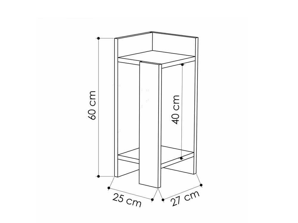 Comodino in legno "Elos Left" - 25 x 27 x 60 cm - Marrone moka chiaro