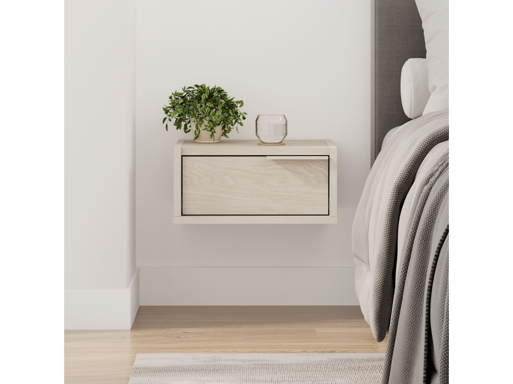 Comodino in legno a parete "Eco" - 40 x 30 x 19 cm - Pietra arenaria
