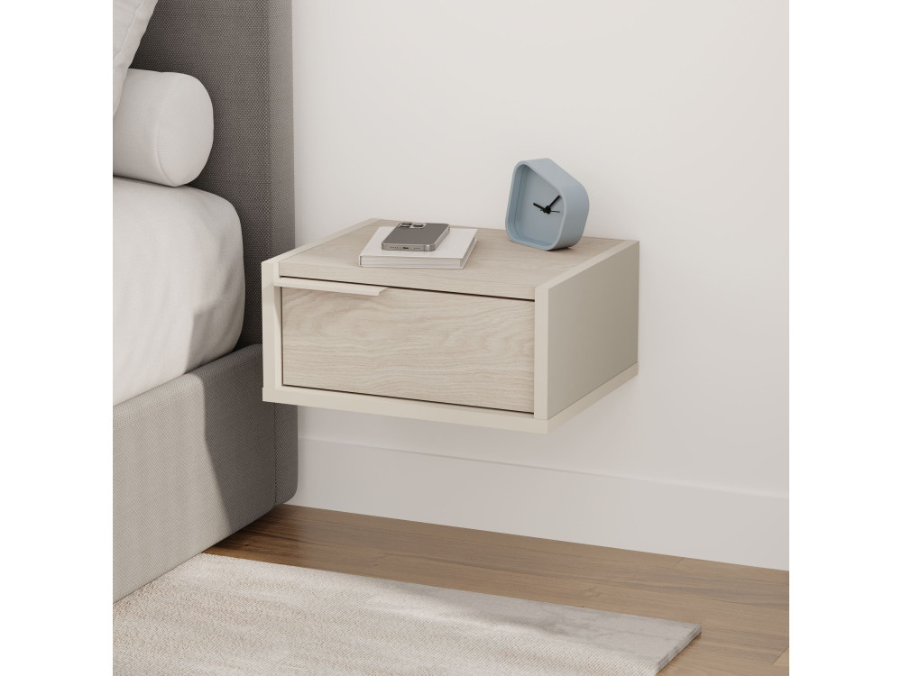 Comodino in legno a parete "Eco" - 40 x 30 x 19 cm - Pietra arenaria