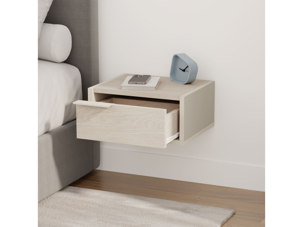 Comodino in legno a parete "Eco" - 40 x 30 x 19 cm - Pietra arenaria