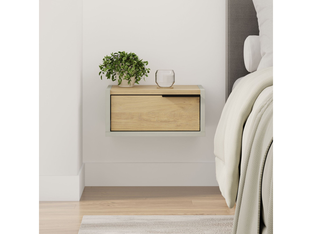 Comodino in legno a parete "Eco" - 40 x 30 x 19 cm - Verde