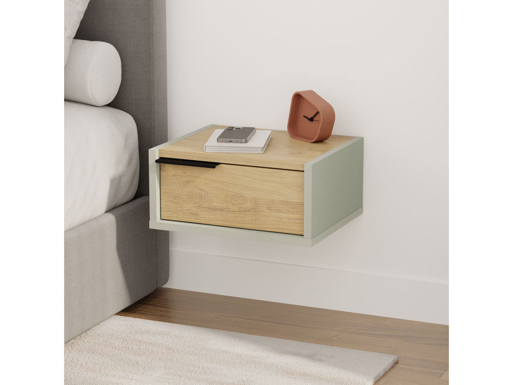 Comodino in legno a parete "Eco" - 40 x 30 x 19 cm - Verde