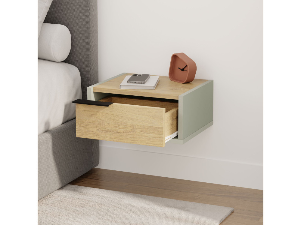 Comodino in legno a parete "Eco" - 40 x 30 x 19 cm - Verde