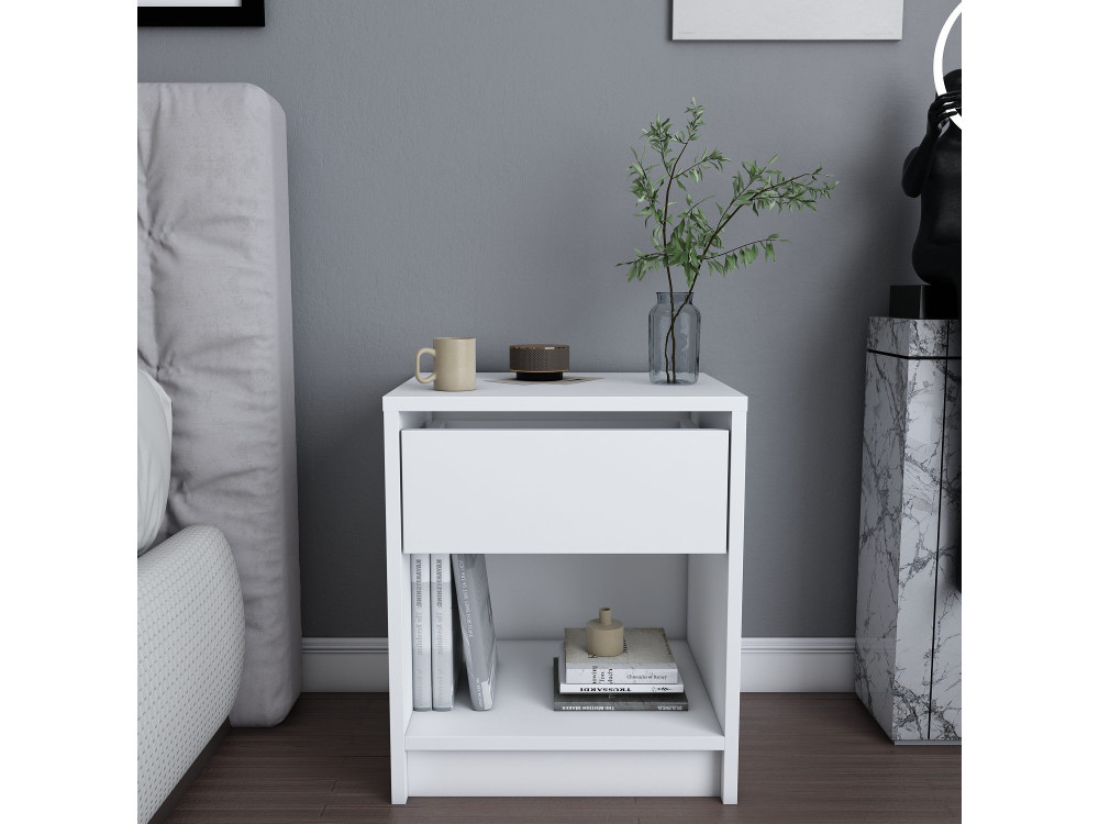 Comodino in legno "Sheridan" - 45 x 40 x 53 cm - Bianco