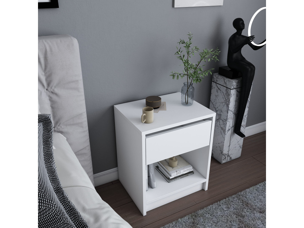 Comodino in legno "Sheridan" - 45 x 40 x 53 cm - Bianco