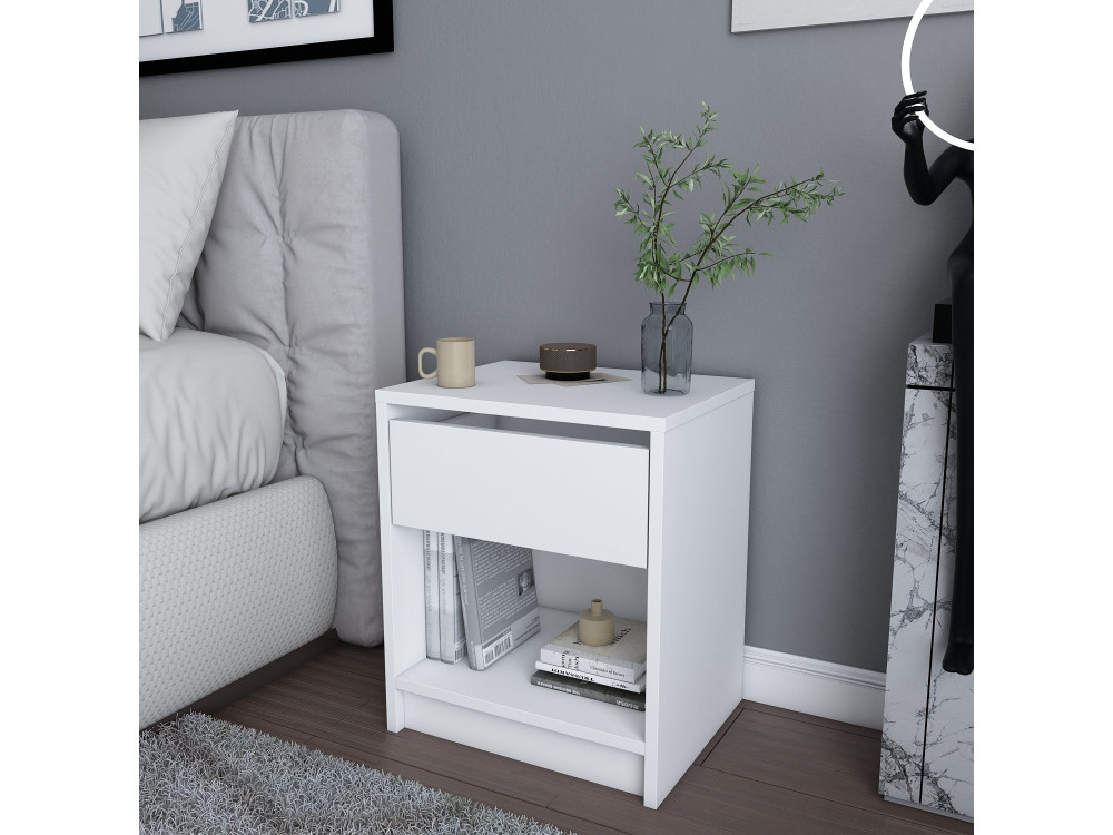 Comodino in legno "Sheridan" - 45 x 40 x 53 cm - Bianco