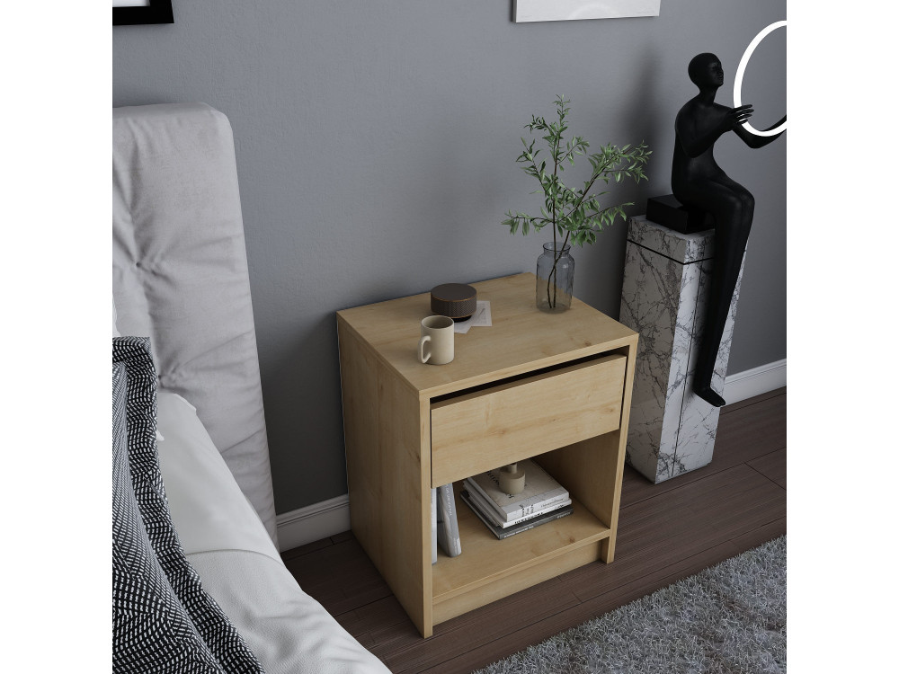 Comodino in legno "Sheridan" - 45 x 40 x 53 cm - Beige