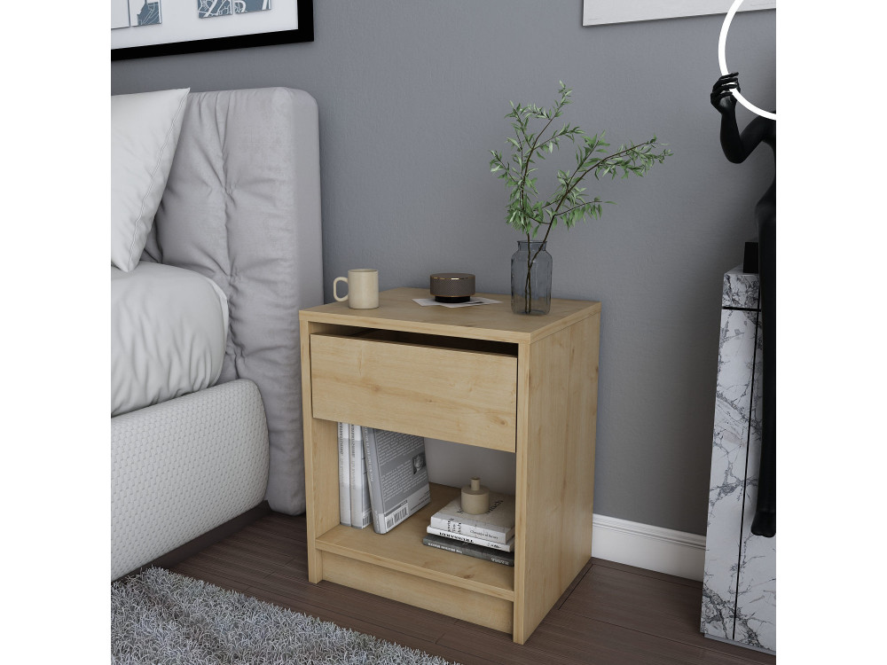 Comodino in legno "Sheridan" - 45 x 40 x 53 cm - Beige