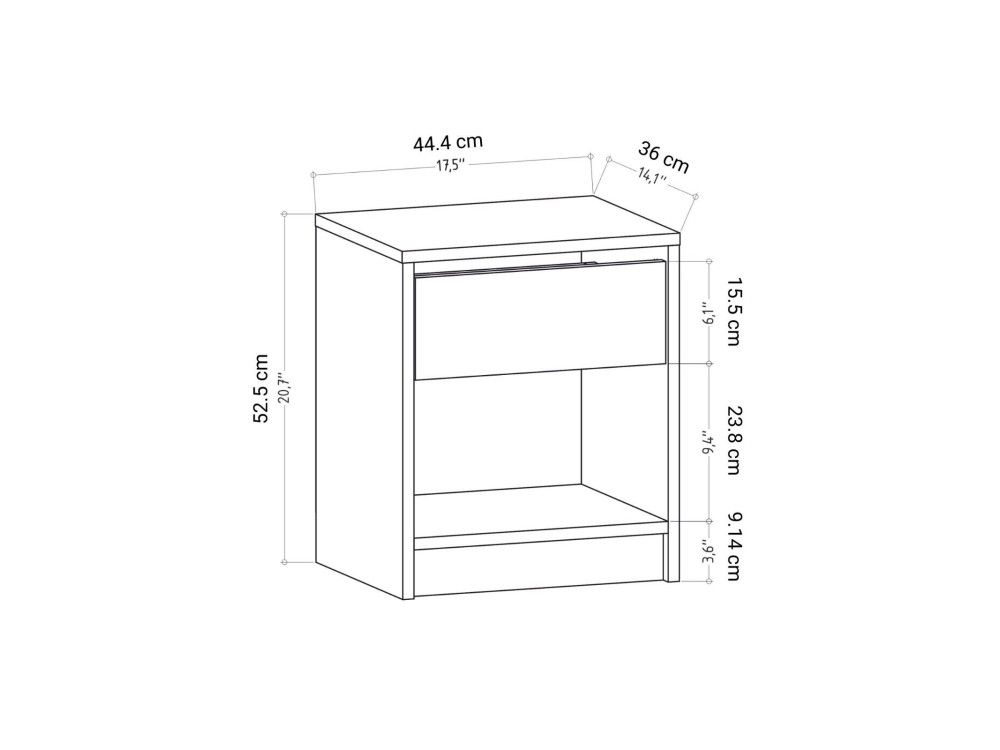 Comodino in legno "Sheridan" - 45 x 40 x 53 cm - Beige