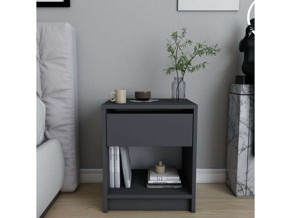 Comodino in legno "Sheridan" - 45 x 40 x 53 cm - Grigio antracite