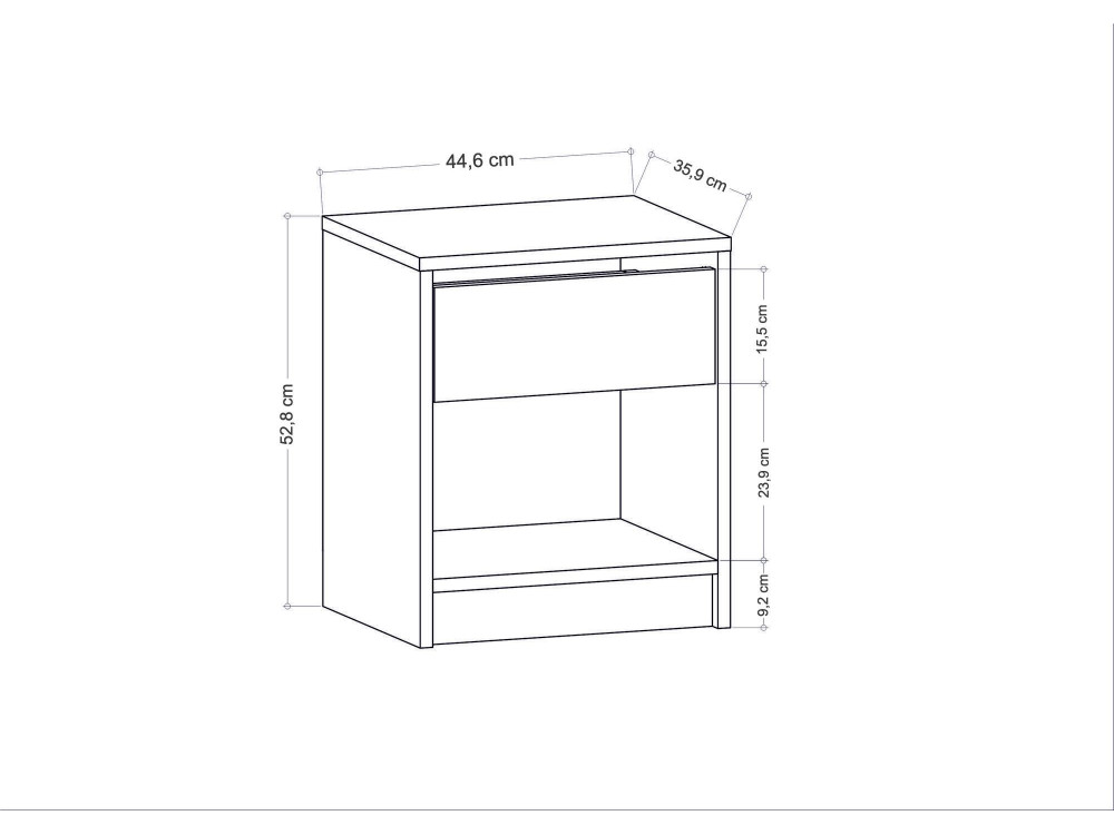 Comodino in legno "Sheridan" - 45 x 40 x 53 cm - Grigio antracite