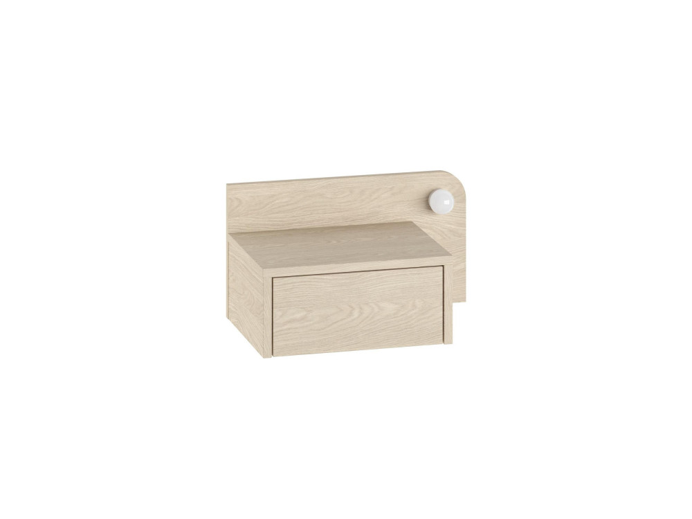 Comodino "Dotta" con lampadina in legno - 52 x 30 x 28 cm - Beige