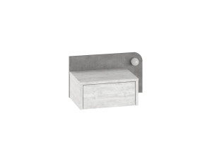 Comodino "Dotta" con lampadina in legno - 52 x 30 x 28 cm - Grigio