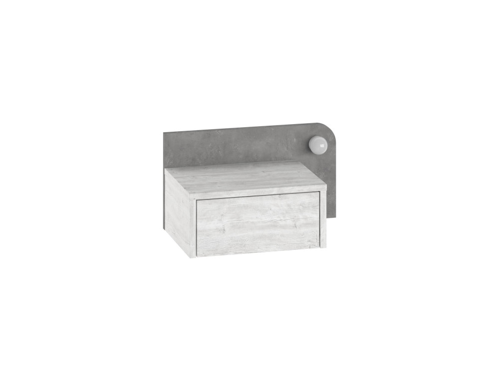 Comodino "Dotta" con lampadina in legno - 52 x 30 x 28 cm - Grigio