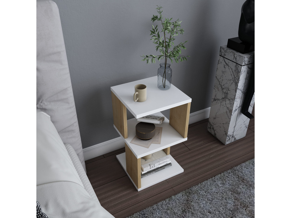 Comodino in legno "Carter" - 30 x 30 x 49 cm - Bianco