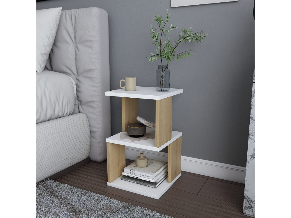 Comodino in legno "Carter" - 30 x 30 x 49 cm - Bianco