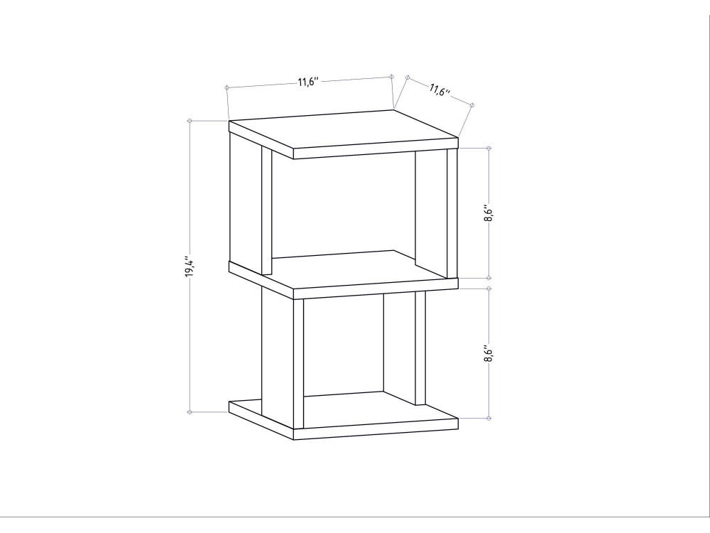 Comodino in legno "Carter" - 30 x 30 x 49 cm - Bianco