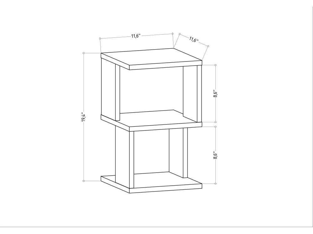 Comodino in legno "Carter" - 30 x 30 x 49 cm - Bianco