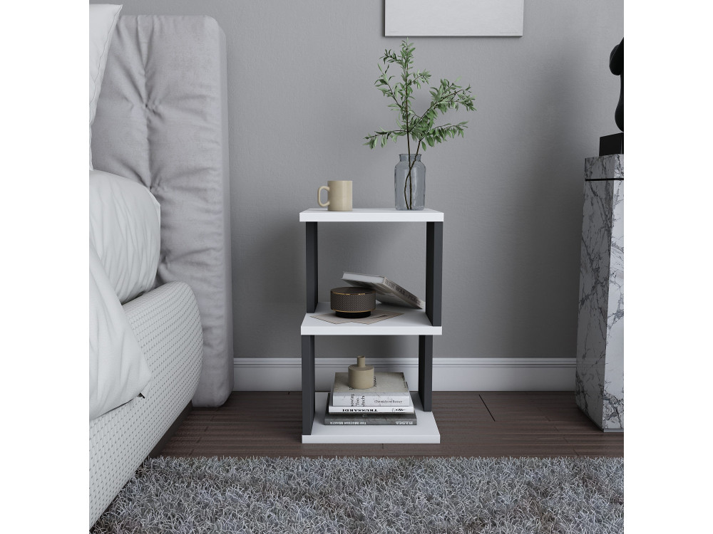 Comodino in legno "Carter" - 30 x 30 x 49 cm - Bianco