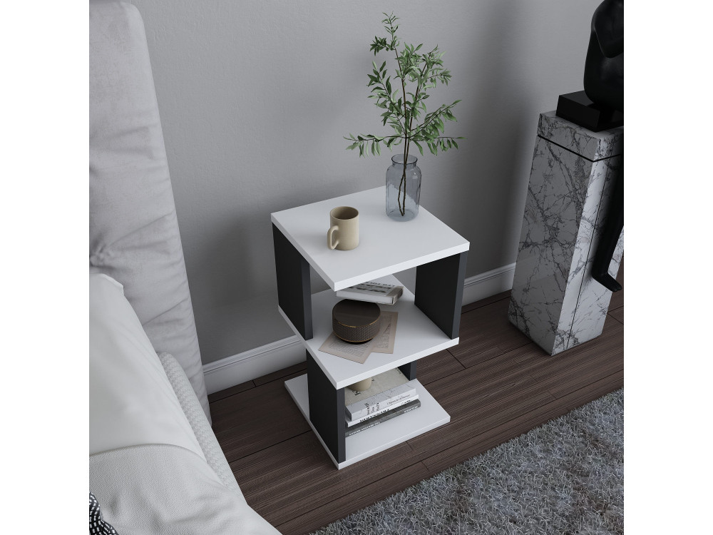 Comodino in legno "Carter" - 30 x 30 x 49 cm - Bianco