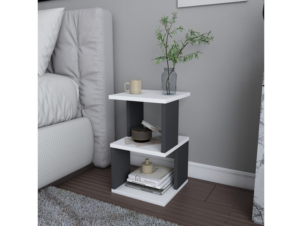 Comodino in legno "Carter" - 30 x 30 x 49 cm - Bianco