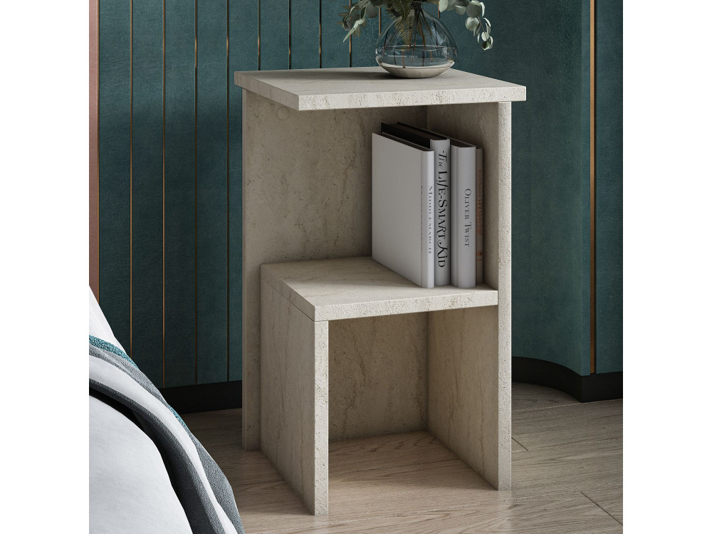 Comodino in legno "Roisin" - 30 x 30 x 50 cm - Travertino