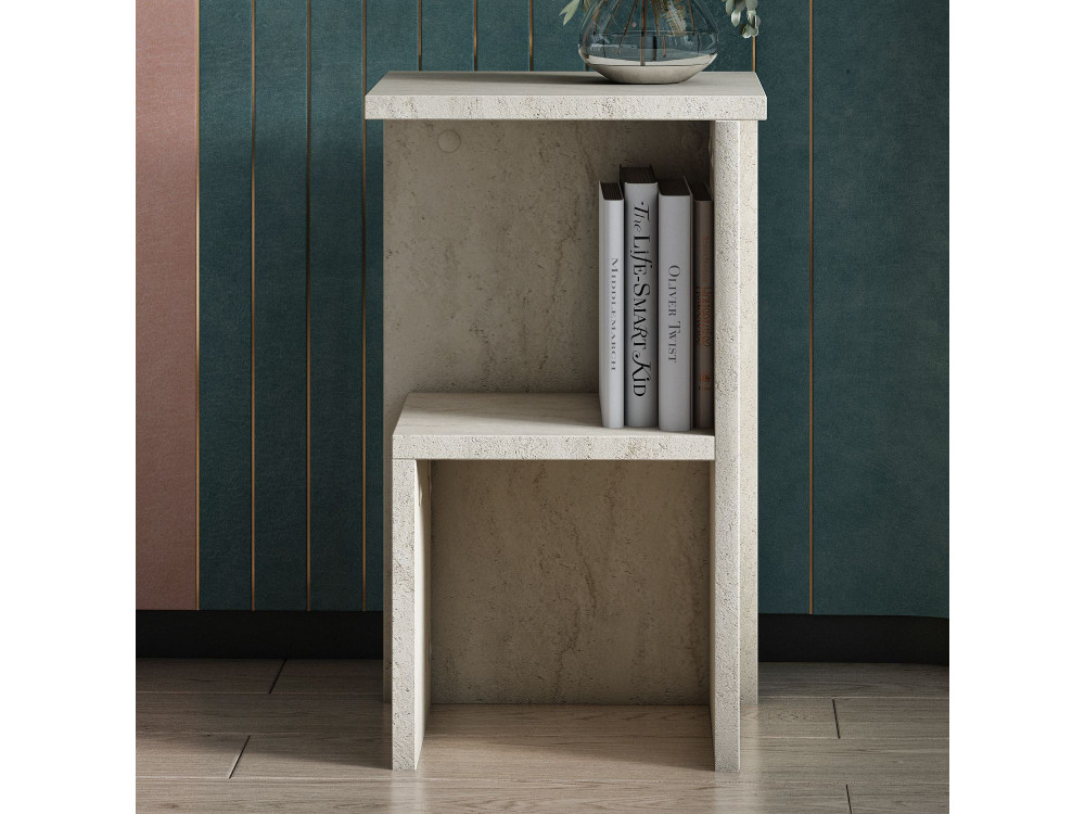 Comodino in legno "Roisin" - 30 x 30 x 50 cm - Travertino